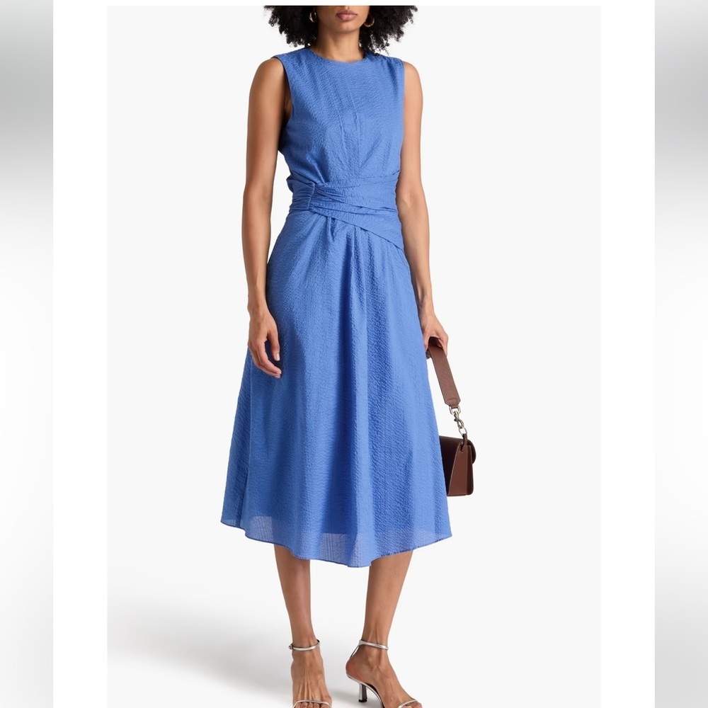 NEW FRAME Draped textured-cotton midi dress